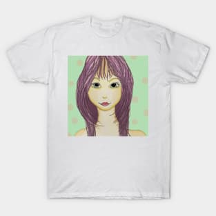 cute girl with purple hair portrait T-Shirt